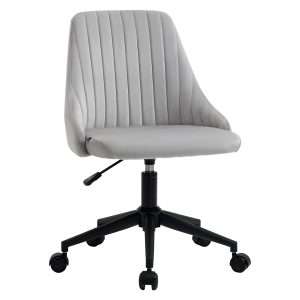 Vinsetto Scaun de Birou Ergonomic cu Roti Pivotante 360°, Înălțime Ajustabilă, Catifea Gri, 50x58x77-85cm | Aosom Romania - imagine 1