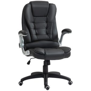 HOMCOM Scaun Ergonomic de Birou cu Brațe și Înălțime Reglabile, Tetieră, și Funcție de Balans, 111-121x60x69 cm, Negru | Aosom Romania - imagine 1