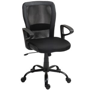 HOMCOM Scaun de Birou cu Înălțime Reglabilă, Mecanism de Înclinare și Rotile, 60x57x91-99 cm, Negru | Aosom Romania - imagine 1