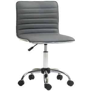 HOMCOM Scaun Ergonomic de Birou cu Înălțime Reglabilă, Șezut Pivotant și 5 Rotile, 48x52x78-90 cm, Gri Închis | Aosom Romania - imagine 1