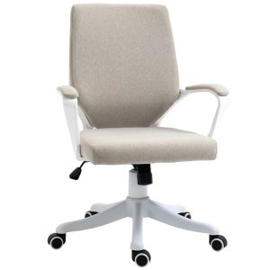 Vinsetto Scaun Ergonomic de Birou cu Înălțime Reglabilă, Pivotant la 360° și Funcție Leagăn, 62x69x92-100 cm, Culoare Bej | Aosom Romania - imagine 1