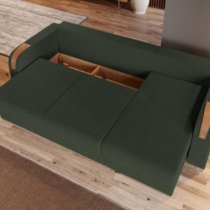 Pachet Mobila Coltar Morelia Verde + Masa Grand Stejar Auriu + 4 Scaune Grand Maro - imagine 4