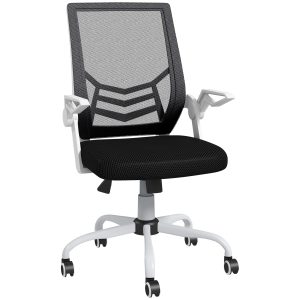 Vinsetto Scaun de Birou Ergonomic cu Înălțime Reglabilă și Brațe Rabatabile Pivotant la 360°, 62,5x55x94-104 cm, Negru | Aosom Romania - imagine 1