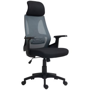 HOMCOM Scaun Ergonomic de Birou Înclinabil cu Suport Lombar, Tetieră și Înălțime Reglabilă, 66x58x115-123 cm, Negru | Aosom Romania - imagine 1