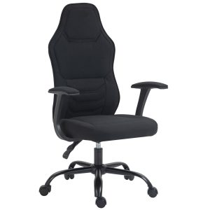HOMCOM Scaun de Gaming Rabatabil cu Suport Lombar, Scaun de Gaming cu Înălțime Reglabilă, 65x59x113 cm, Negru | Aosom Romania - imagine 1