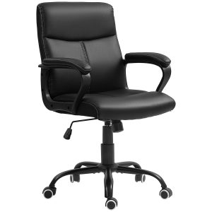 HOMCOM Scaun Ergonomic de Birou cu Funcție de Înclinare și Înălțime Reglabilă, 61x62x95-105 cm, Negru | Aosom Romania - imagine 1