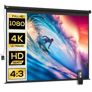 HOMCOM Ecran de Proiecție 120 Inch Format 4:3 Reglabil cu Telecomandă, Ecran de Proiecție Compact, 244x183 cm, Negru | Aosom Romania - imagine 1